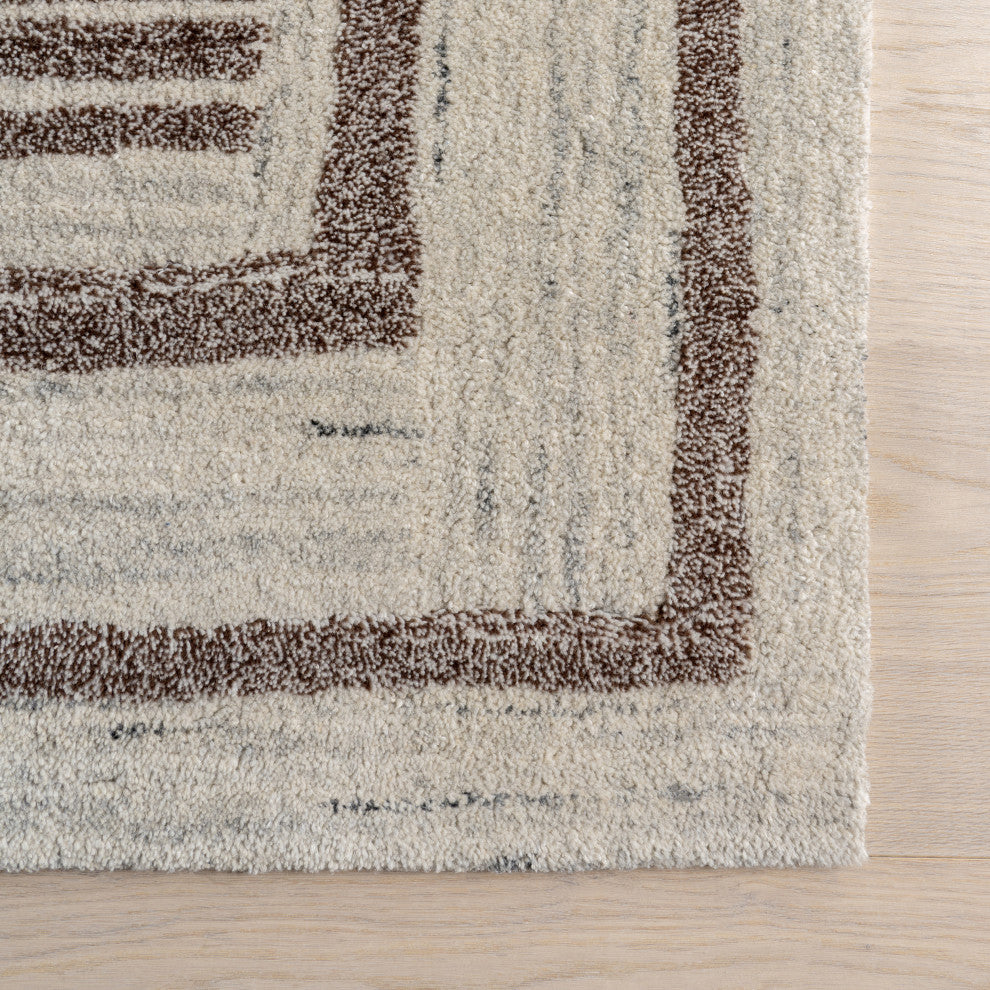 Villa Southwestern Wool Blend Area Rug, Brown 2' 6" x 8'