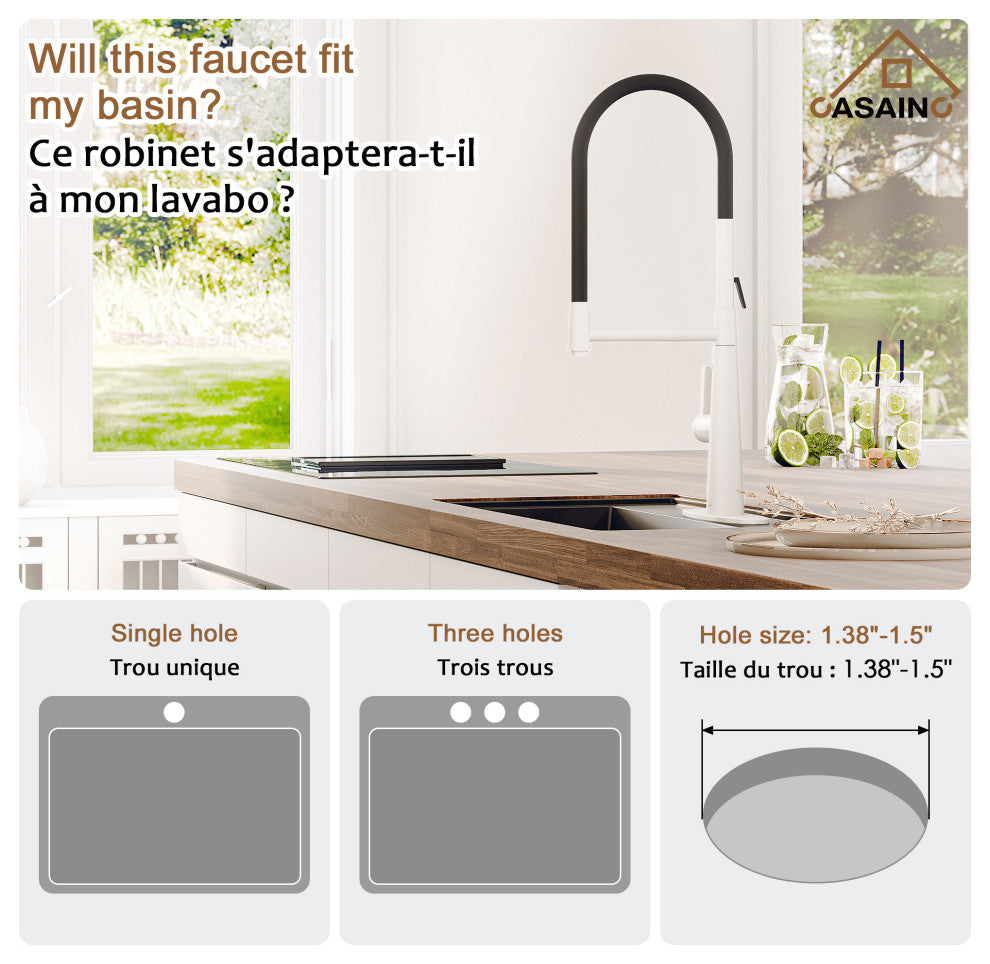 Single-Handle Standard Kitchen Faucet with Fast Mount and Deck Plate, Matte White