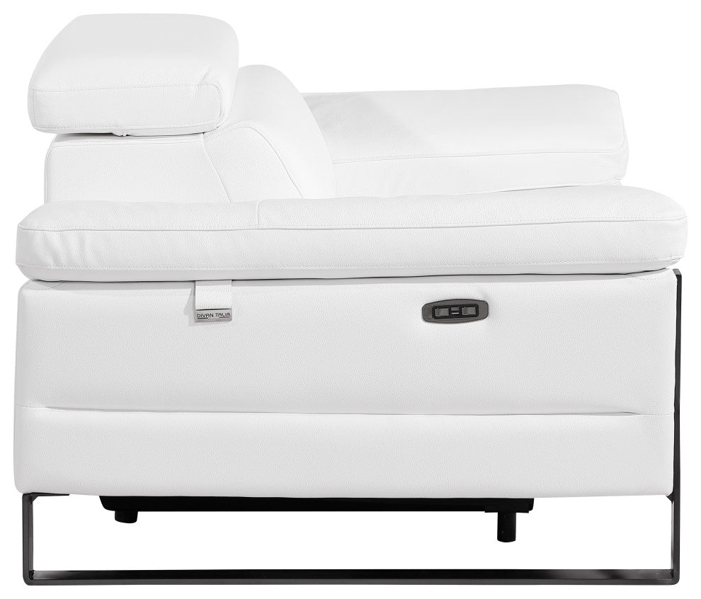 Antonio Italian Leather Power Reclining Arm Chair, White