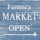 "Farmer's Market Open" Painting Print on White Wood, 32"x32"