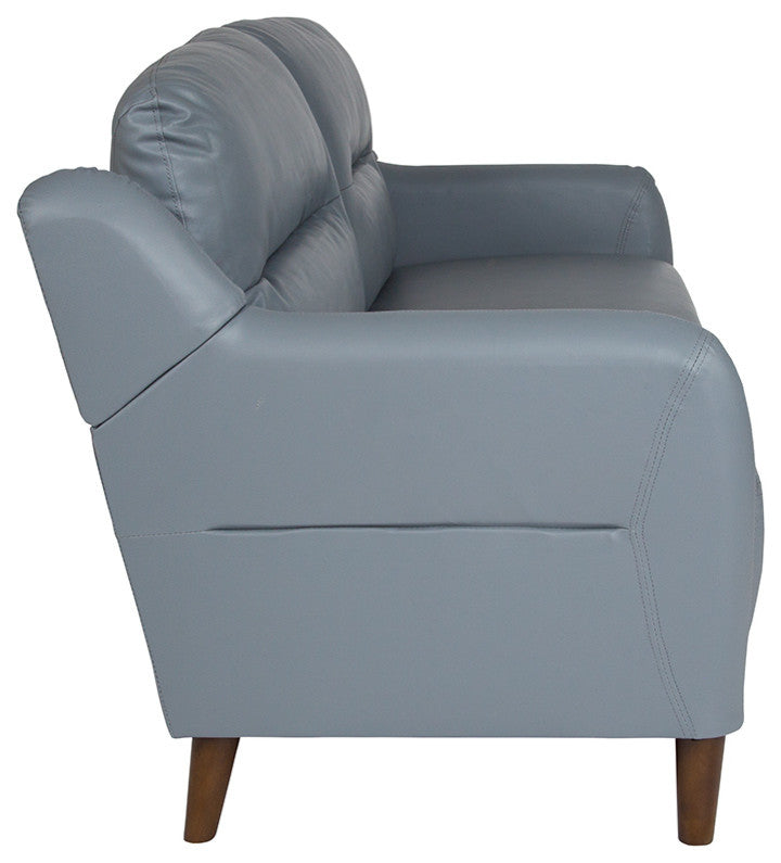 Newton Hill Upholstered Bustle Back Sofa in Gray Leather