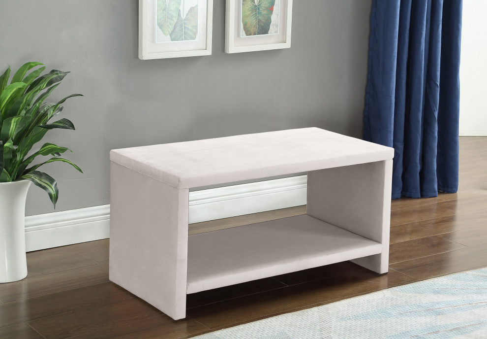 Cleo Velvet Night Stand, Cream