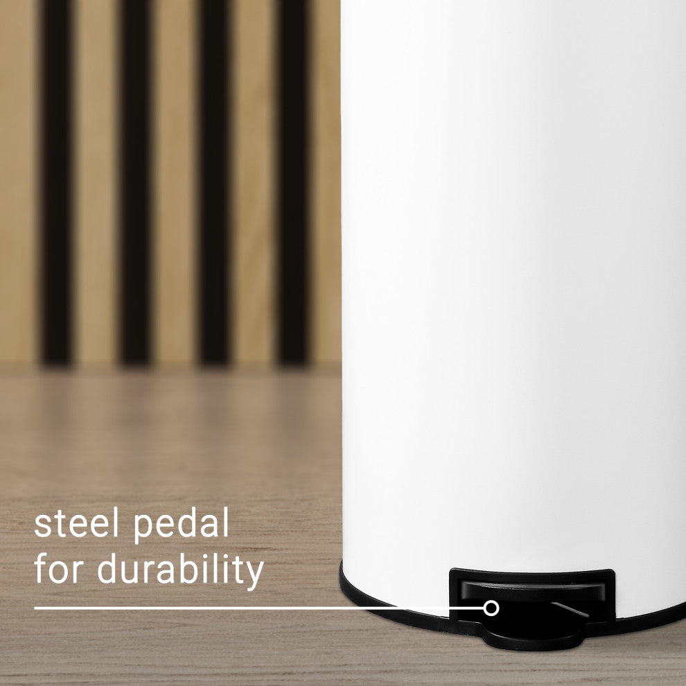 Happimess Oscar 30L and 5L Step-Open Trash Cans, 2-Piece Set, White