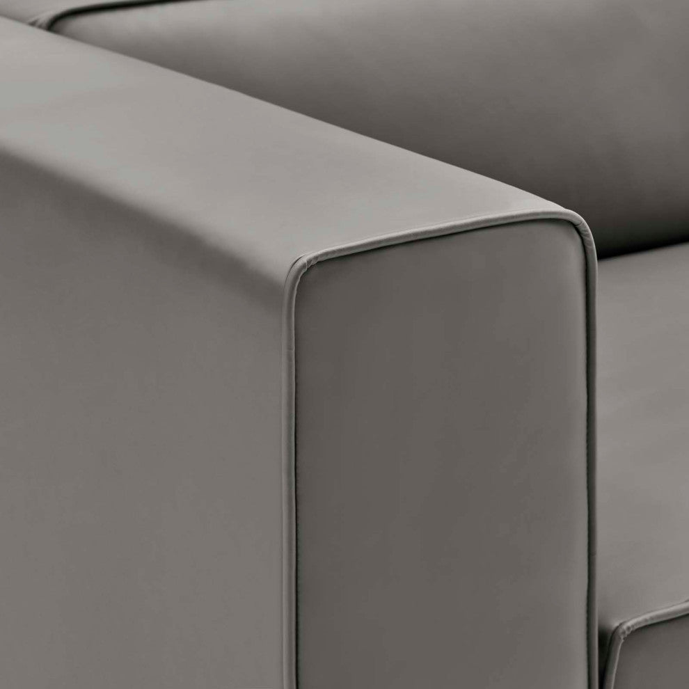 Mingle Vegan Leather 3-Piece Sectional Sofa, Gray