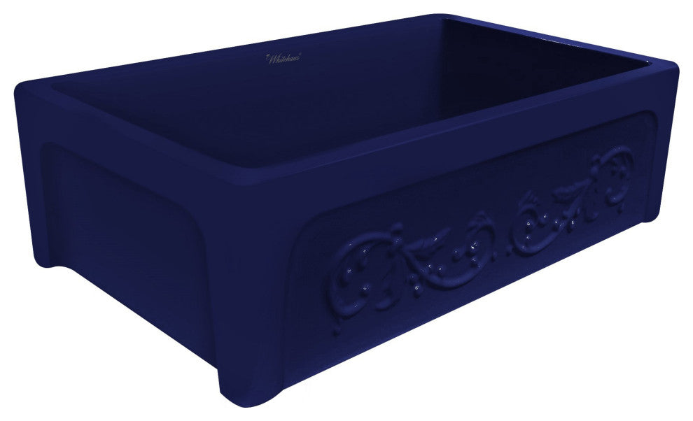 Whitehaus WHSIV3333-BLUE Glencove St. Ives 33" Front Apron Fireclay Sink