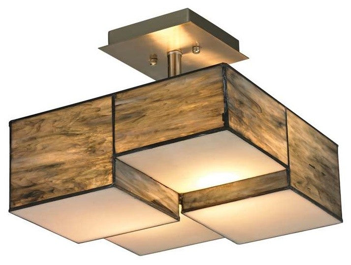 Cubist 2-Light Semi Flushmount, Brushed Nickel