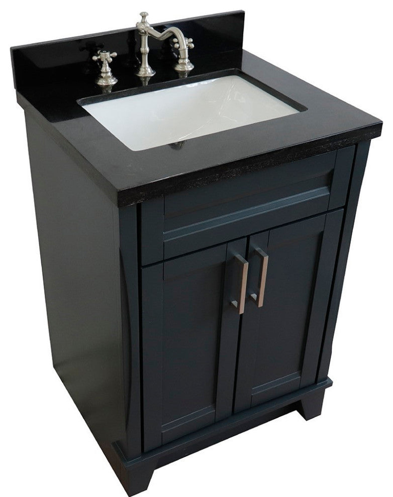 25" Single Sink Vanity, Dark Gray Finish With Black Galaxy Granite