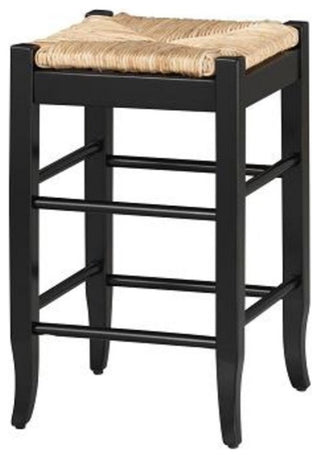 Square Rush Backless Counter Bar Stool, Black