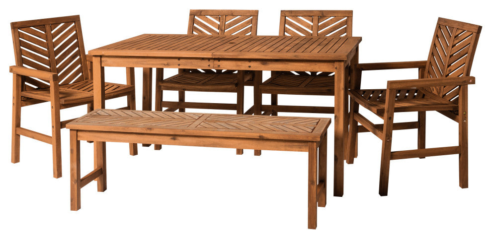 Vincent 6-Piece Chevron Outdoor Patio Dining Set - Brown