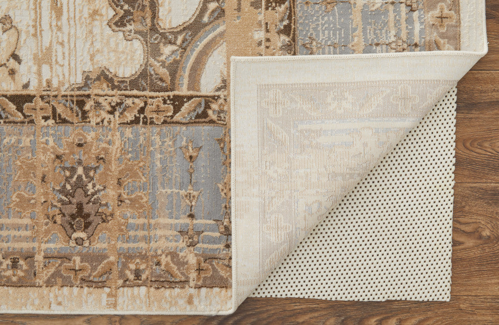 Neoma Traditional Bordered, Tan/Brown/Gray, 7'9"x10' Area Rug