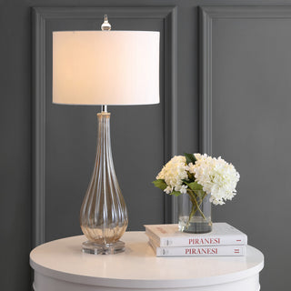 Dew Drop 32.75" Glass, Crystal LED Table Lamp, Champagne