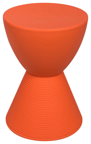 Round Side Table in ABS Plastic Ribbed Design End Table with Removable Lid, Orange