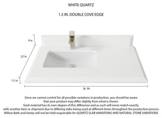 Aberdeen 36 Left Offset Bath Vanity in Dark Forest Green 1.5" White Quartz