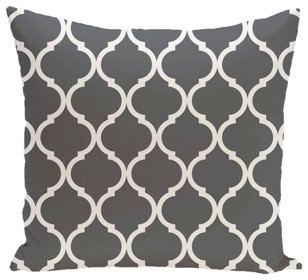 French Quarter Geometric Print Pillow, Steel, 20"x20"