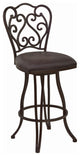 Benzara BM238332 Scroll Design Open Back Barstool With Fabric Padded Seat, Gray