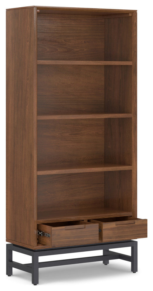 Banting Solid Hardwood Mid Century Bookcase, Walnut Veneer
