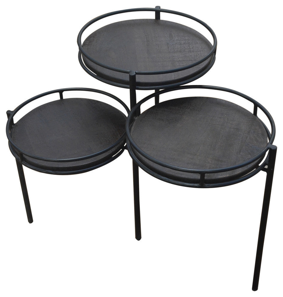 Anaheim Indira Foldable Planter Stand in Modern Black on Solid Wood