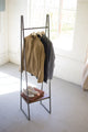 A-Frame Metal Hanging Rack Coat Tree Lower Wood Storage Shelf Garment Stand