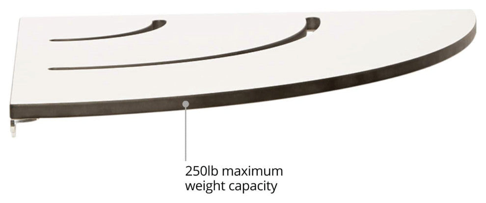 White Corner Shower Seat With 18" Radius