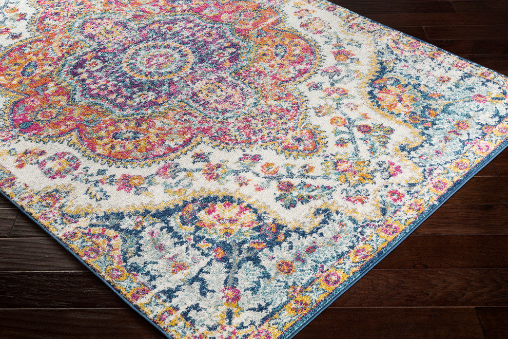 Elaziz Updated Traditional Bright Pink, Saffron Area Rug, 2'x3'