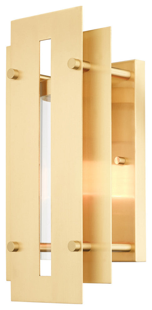 Livex Lighting Utrecht 1 Light Satin Brass Medium Outdoor Wall Lantern