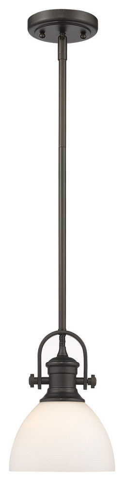 Golden Lighting 3118-M1L Hines 7"W Mini Pendant - Rubbed Bronze / Seeded