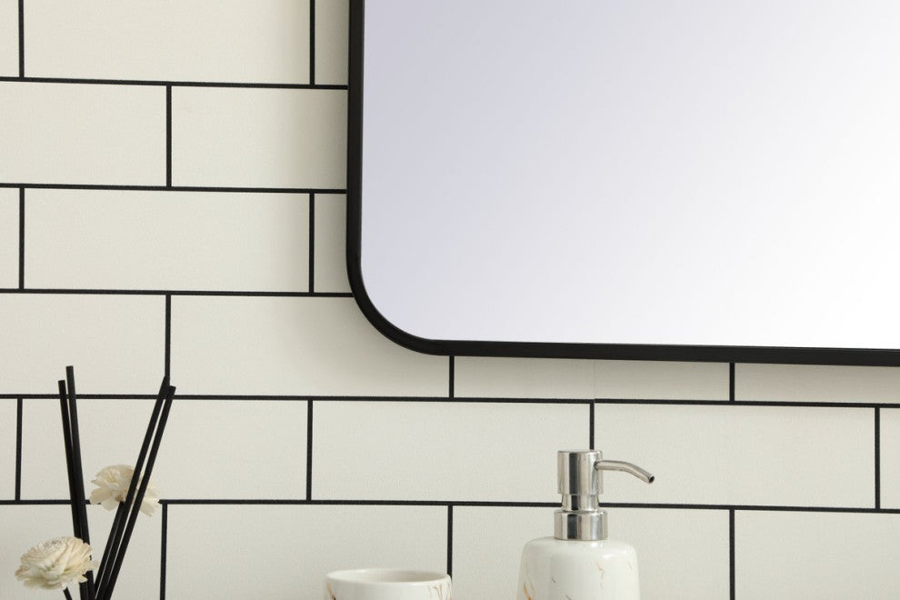 Ellis Soft Corner Metal Rectangular Mirror, Black, 36"x36"