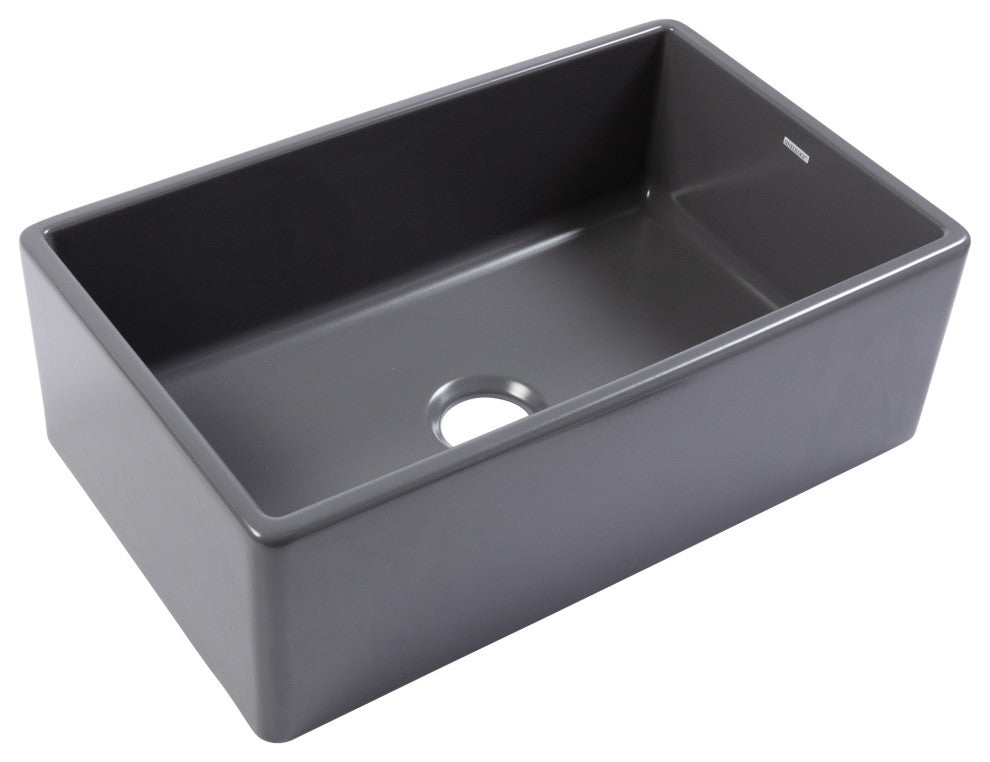 Austen Matte Gray Fireclay 30" Single Bowl Farmhouse Undermount Kitchen Sink