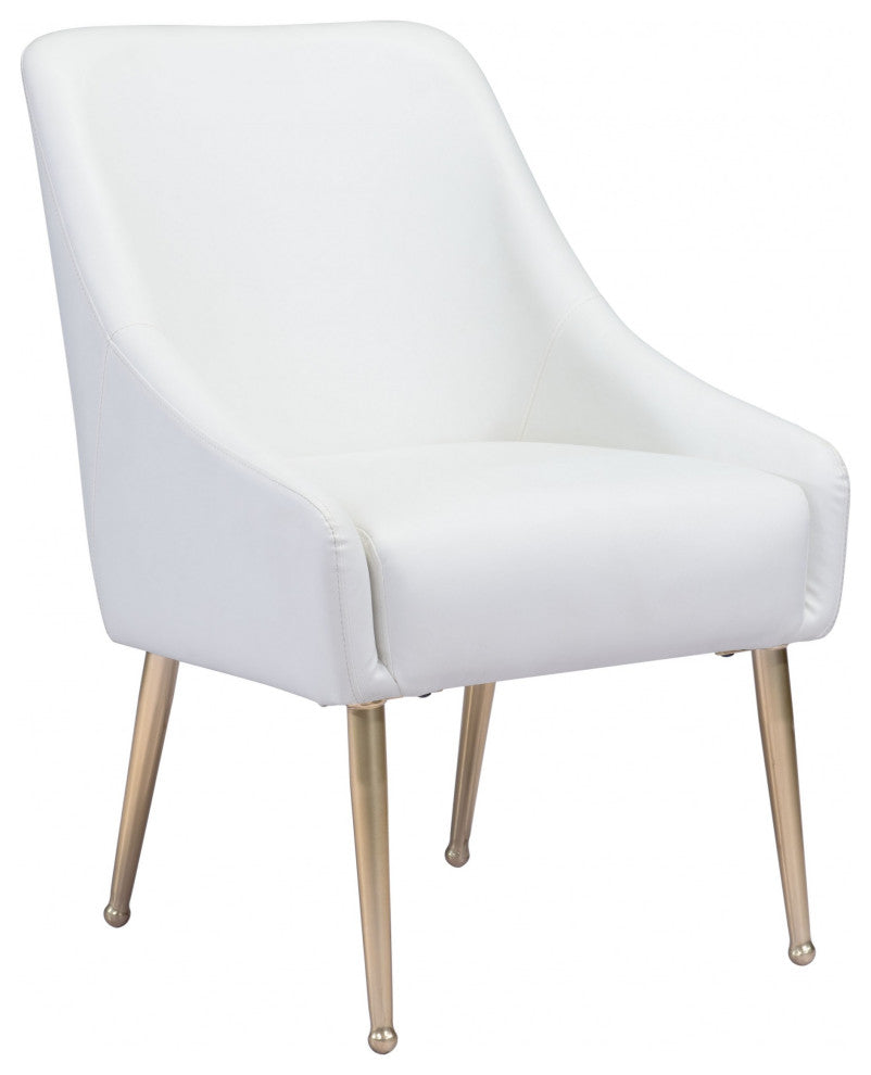 Gold and White Faux Leather Comfy Armchair