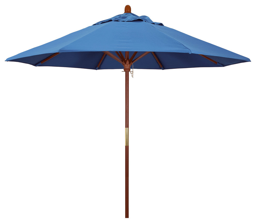 9' Square Push Lift Wood Umbrella, Capri Pacifica