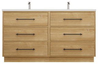 Victoria 60" Double Sink Solid Wood Bath Vanity, Oak