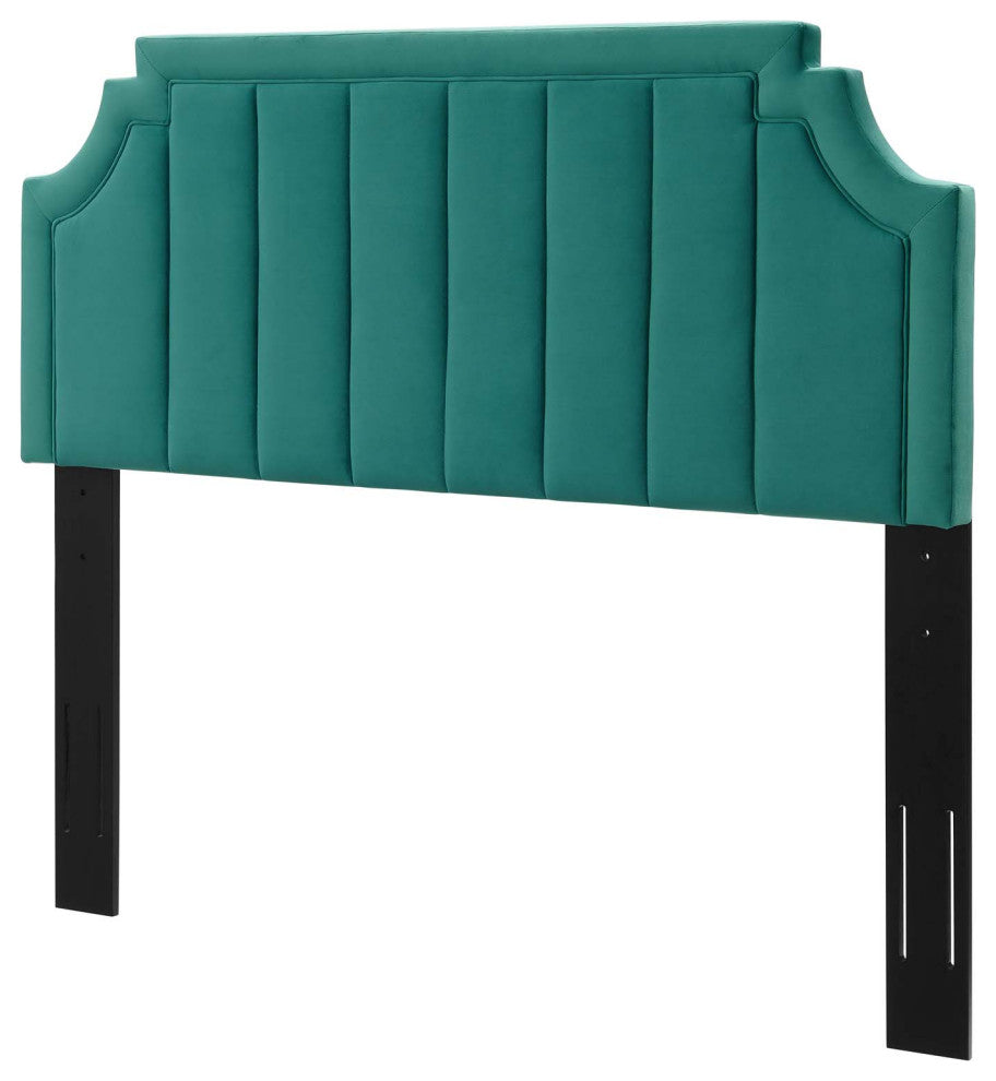 Tufted Headboard, Full Queen Size, Velvet, Teal Blue, Modern Contemporary