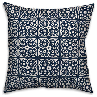 Navy Tile 16x16 Throw Pillow