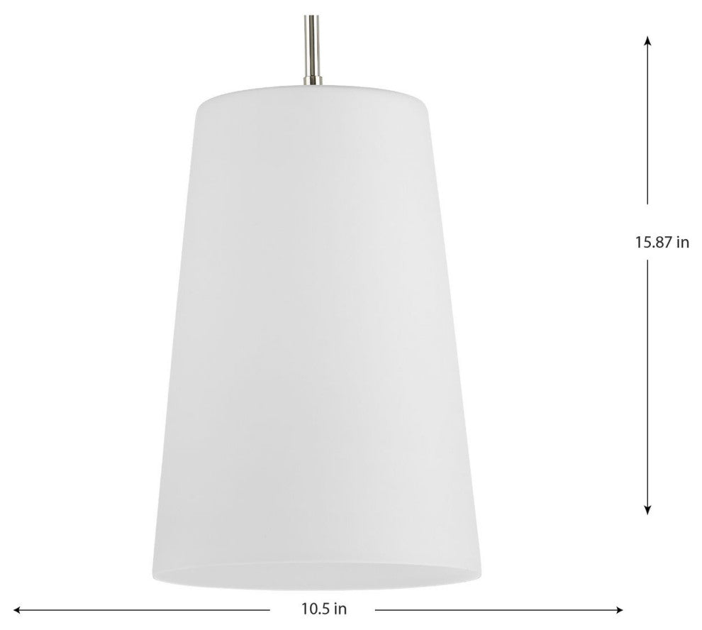 Clarion Collection One-Light Polished Nickel Etched White Transitional Pendant