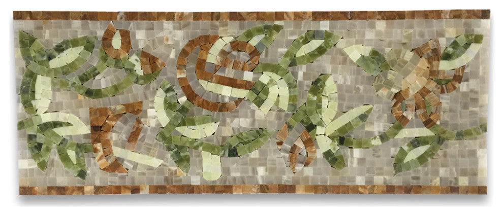 Marble Mosaic Border Listello Tile Foglia Onyx 7.9x19.7 Polished, 1 piece