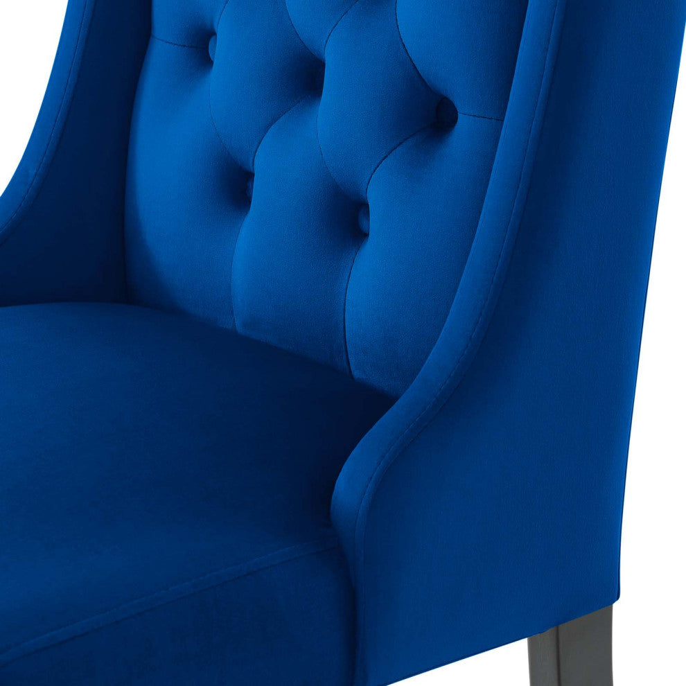 Side Dining Chair, Set of 2, Blue Navy, Velvet, Modern, Cafe Bistro Hospitality