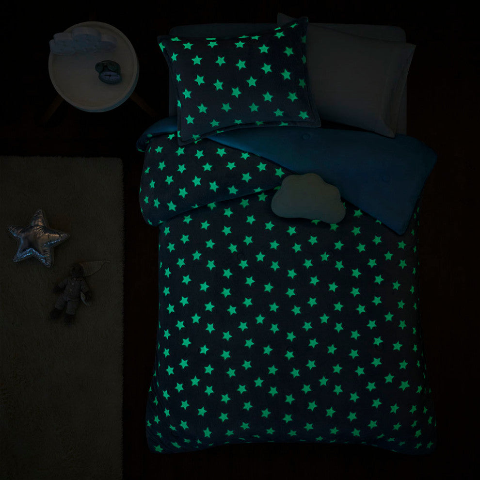 Mi Zone Kids Quinny Glow, The Dark Plush Comforter Set, Aqua