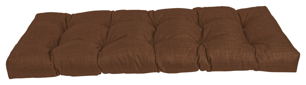 46"X19" Tufted Solid Outdoor Spun Polyester Loveseat Cushion, Cocoa