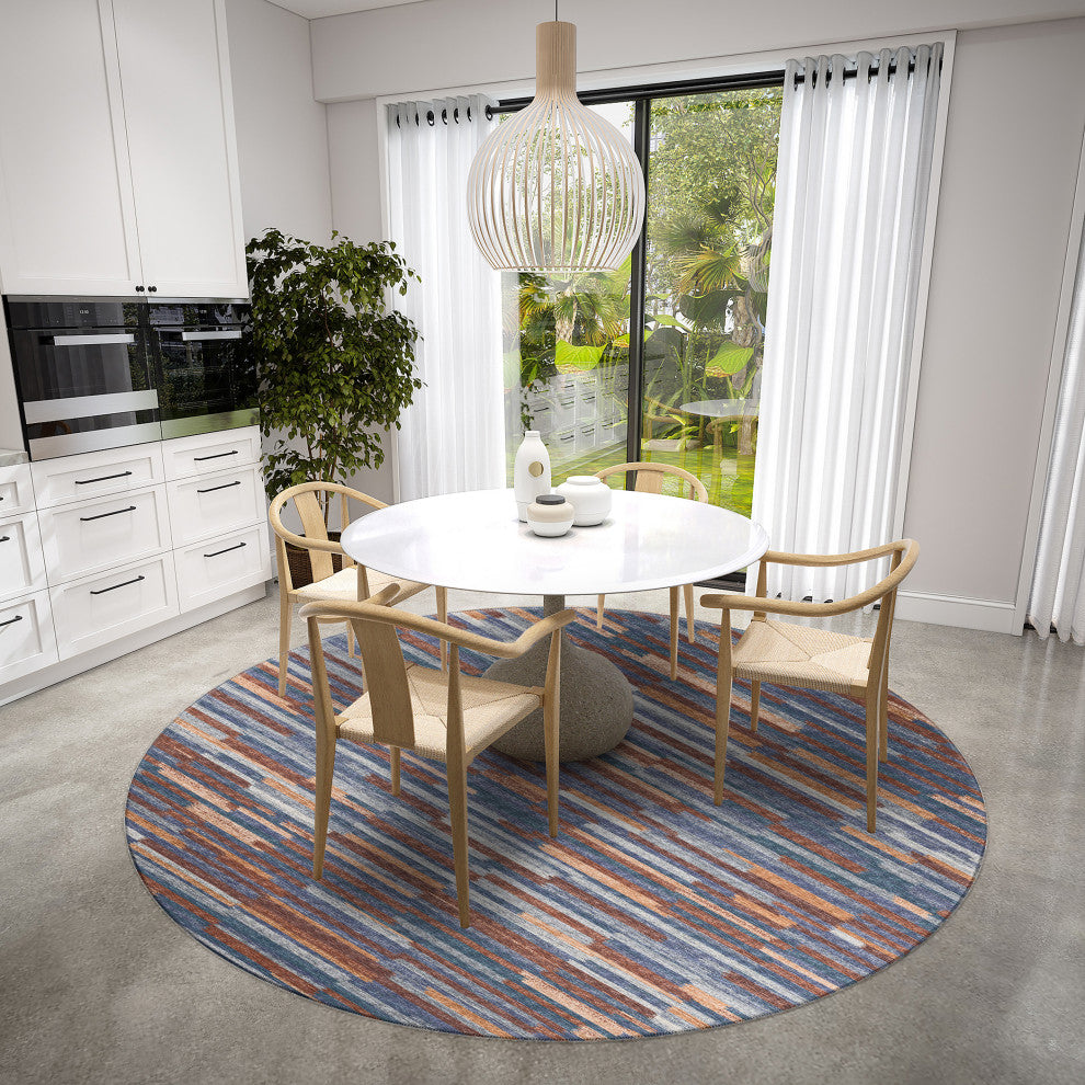 Indoor/Outdoor Sedona SN8 Denim Machine Washable 6' x 6' Round Rug