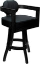 Swivel Wood Bar Stool Kadir Plus on S-Base, Black Vinyl - Black, 26"