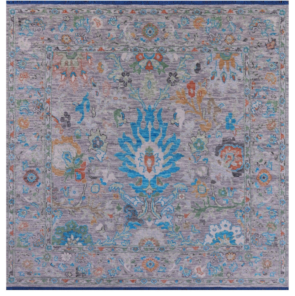8' Square Turkish Oushak Hand-Knotted Rug - Q15724