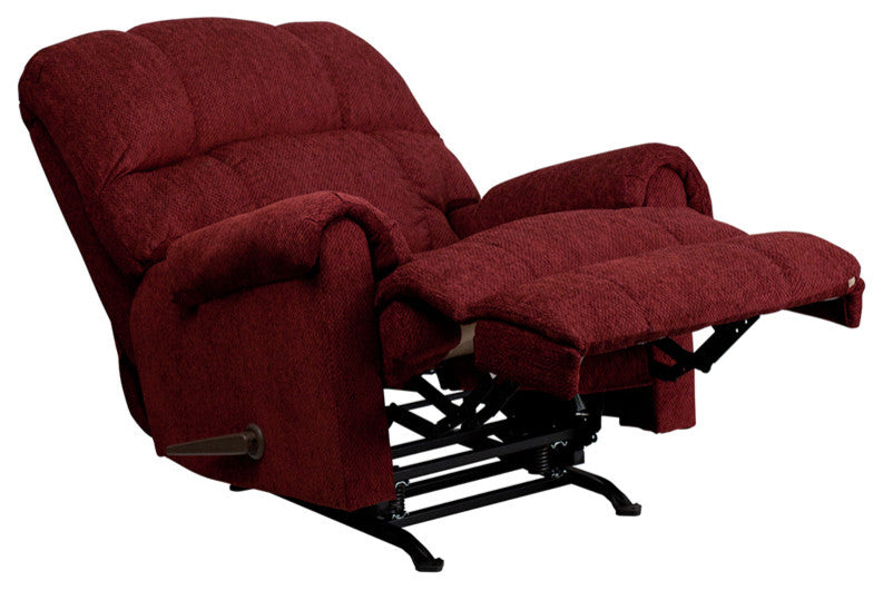 Chenille Rocker Recliner, Burgundy
