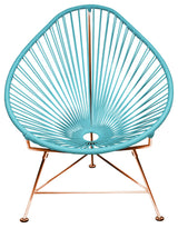 Acapulco Indoor/Outdoor Handmade Lounge Chair, Blue Weave, Copper Frame
