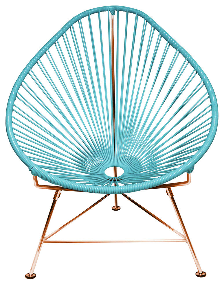 Acapulco Indoor/Outdoor Handmade Lounge Chair, Blue Weave, Copper Frame