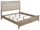 Pine Wood Queen Size Panel Bed With Upholstered Headboard, Silver