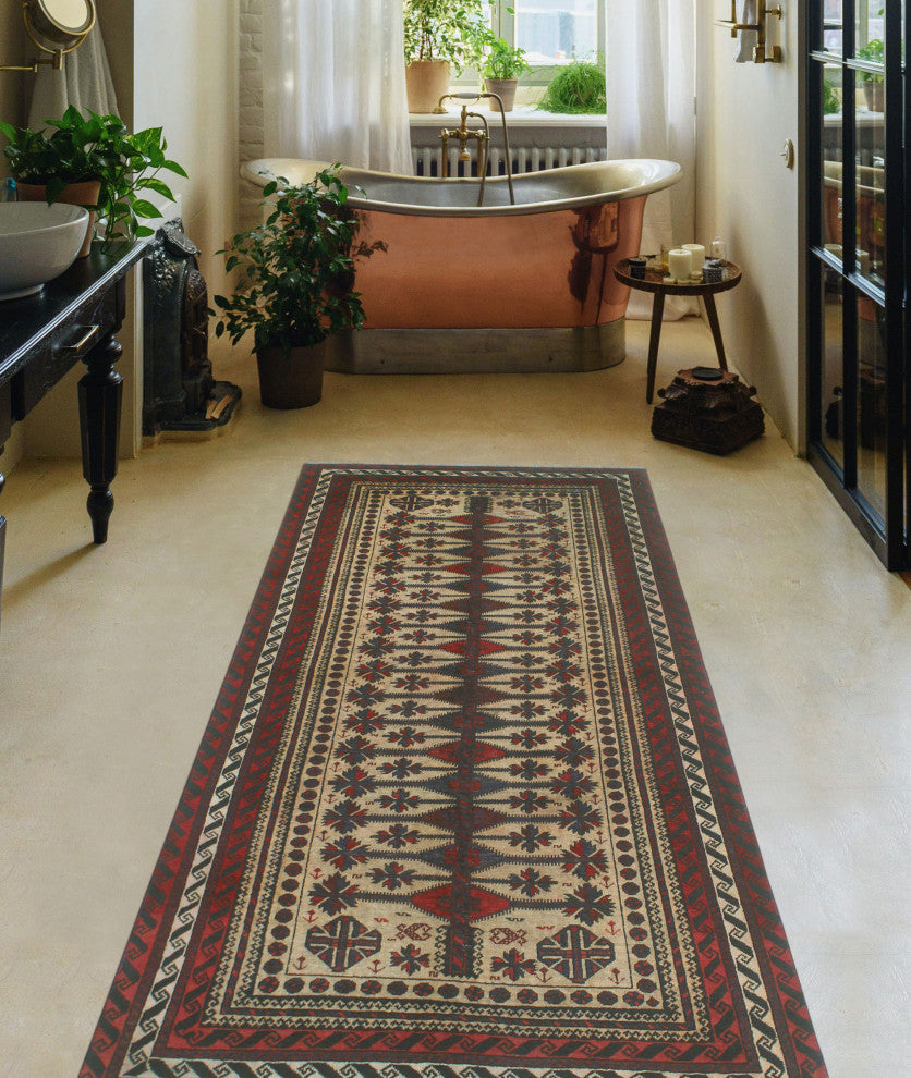 Vintage Distressed Lucas Beige/Rust Runner, 3'4x6'9