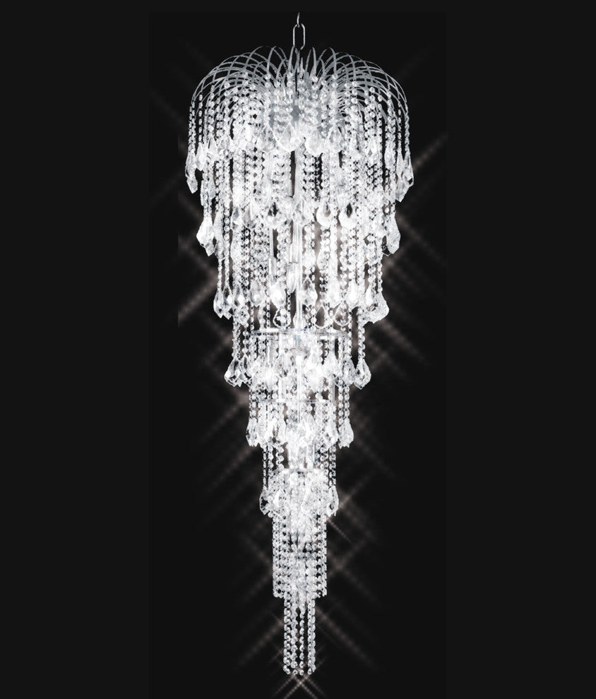 Artistry Lighting Falls Collection Hanging Crystal Chandelier 30x65, Chrome