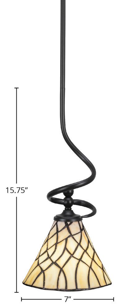 Capri 1-Light Mini Pendant with Hang Straight Swivel, Matte Black/Sandhill Art