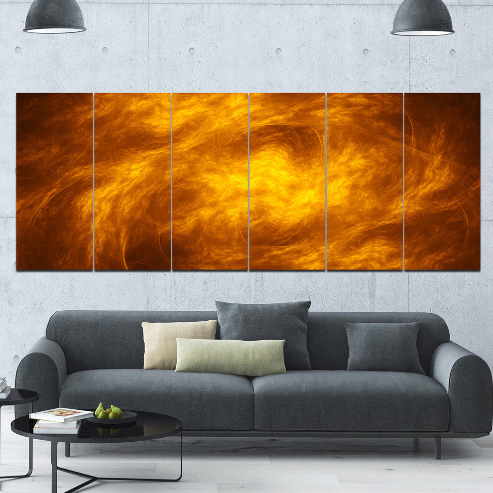 Brown Fractal Abstract Pattern, Abstract Art on Canvas, 70"x28", 6 Panels