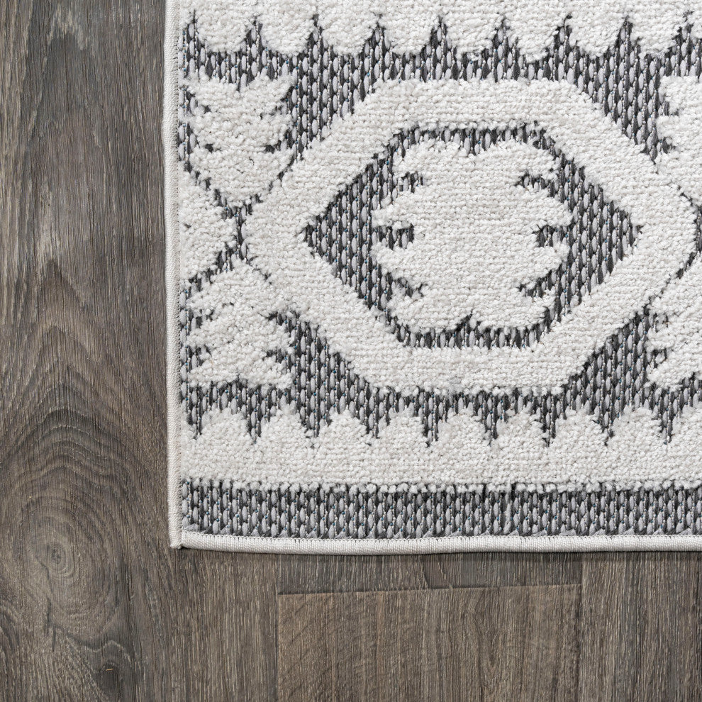 Citta High-Low Pile Mediterranean Tile Indoor/Outdoor Runner Rug